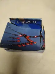 07 New Avon 3pc Set Red Chevron Fringe Necklace, Bracelet Earrings