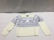 K734 FAIR ISLE Freshman 1996 Crewneck Sweater Ivory Girls Size 6