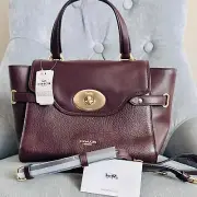 NWT Coach Blake Flap Carryall Satchel Crossbody Turn Lock Zip Burgundy Gift