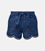 [Zimmermann] Zimmermann Coco embroidered scalloped denim shorts AU 6 blue