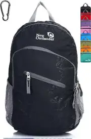 Outlander Packable Handy Lightweight Travel Hiking Backpack 20L, Black