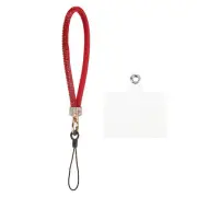 1 Pcs Phone Lanyard, Detachable Wrist Strap Glitters with Phone Patches, Red