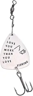 TOKIDNY Stainless Steel Guitar Pick Bait with Treble Hooks for Outdoor Fishing I Love You More Than You Love Fishing Design Accessory for Anglers