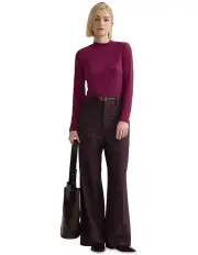 [Oxford] Allison Long Sleeve Knit Top in Plum