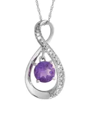 14K 0.03 ct. tw. Diamond & Amethyst Pendant Necklace