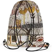 [Generic] Aboriginal Drawstring Bag, Beach Bag - Made in Australia - Mary Moreen - Australia, Indigenous, Souvenir, Gift