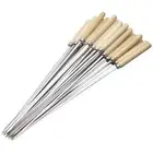10PCS Anti-scalding Barbecue Skewers Wooden Handle Barbecue Tools Barbecue