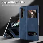 For Samsung Galaxy Z Fold6 Fold5 4 3 Magnetic Smart View Leather Flip Case Cover