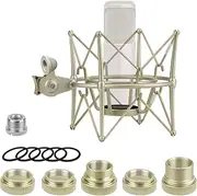Geekria for Creators Microphone Shock Mount Compatible with Rode NT1-A, NT2-A, NT1000, NT2000, NTK, K2, Mic Anti-Vibration Suspension Adapter Clamp Mic Holder Clip (Champagne/Metal)