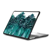 MacBook Air 13-inch (M2 - M4) Impact Case FOREST THROUGH THE TREES - 5 Teal Blue Green White Watercolor Painting Chic Nature Fine Art Style Minimalist Outdoors Adventure Colorful Brushstrokes Modern Wanderlust Design
