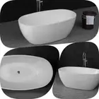 Inspire Vinny 1300 1500 1700mm Oval Egg Shape Freestanding Bath Tub Matte White