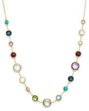 Ippolita 18K Yellow Gold Lollipop Lollitini Clear Quartz, Mother of Pearl, Green Gold Citrine, Peridot, Green Agate, Blue Topaz, Turquoise, London Blue Topaz, Amethyst & Pink Tourmaline Short Necklace, 18
