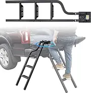 Universal 42" Dual-Side Rotatable Pickup Truck Tailgate Ladder, Foldable Heavy Duty Aluminum Truck Ladder Folding Tailgate Step Pickup Truck Accessories for F150/Ram 1500...