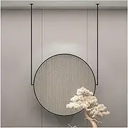 Ceiling Suspended Mirror,Round Bathroom Vanity Mirror with Metal Frame and Hanging Rod,uitable for Entry Cloakroom and Home Decoration(Black,50x110cm)