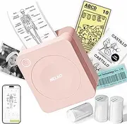 Nelko Sticker Printer, PM230 Mini Printer Bluetooth Portable Sticker Maker with 3 Rolls of Paper for DIY Creation, Study Notes, Pictures, Receipts, Multiple Templates for Phone (Pink)