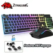 Wireless Wired Rechargeable Mechanical FellGaming Keyboard Mouse Set RGB Backlit