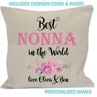 BEST NONNA Cushion Cover & Insert Personalised Name MOTHERS DAY Birthday