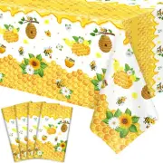 4 Pack Bee Tablecloth Happy Bee Day Tablecloths Rectangle Honey Bees Bumble Tabl