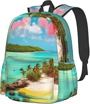 [vacsAX] Caribbean Scenery School Backpack Rucksack Large Capacity Back Pack with Front Pocket Lightweight School Bags