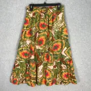 Cynthia Rowley Skirt Womens Medium Midi Linen Tiered Vacation Resort Coastal