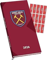 WEST HAM UNITED FC DIARY 2026 SLIM POCKET DIARY CALENDAR WEEK TO VIEW WITH FREE ORGANISING STICKERS INCLUDED