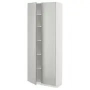 METOD high cabinet with shelves, white/Havstorp light grey, 80x37x200 cm