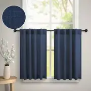 Linen Cafe Kitchen Door Curtains Tier 36 Inch Length Back Tab 30x36 Navy Blue