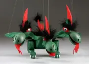Dragon marionette puppet made from wood in the Czech Republic