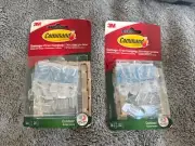 2 PACK - 3M Command Strips 16 Clear Light Clips + Stickies