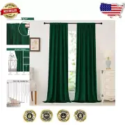 Luxurious Green Velvet Blackout Curtains - 120'' Rod Pocket, Set of 2 Panels
