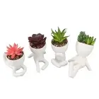 Artificial Succulent Pot 4Pcs Artificial Succulent Plant Cute Ceramic