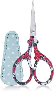 Small Embroidery Scissors Crafting Sewing Threading Needlework Scissors with Lea