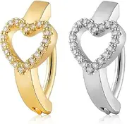 [Generic] 2Pcs Clicker Belly Button Piercing, Belly Rings with Heart Cubic Zircon,Belly Bar Belly Button Rings For Women Girls, Belly Button Bars Belly Bar Body Piercing Jewelry for Women