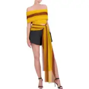 BCBGMAXAZRIA Womens Yellow Mesh Ombre Cropped Strapless Top Blouse 0 BHFO 1797