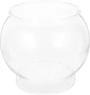 Toddmomy Clear Round Plastic Fish Bowl Small Desktop Fish Tank for Betta Fish Shrimp Durable Unbreakable Aquarium for Miniature Garden Decor