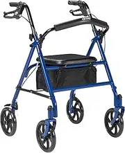 Drive Medical Four Wheel Walker Rollator with Fold Up Removable Back Support
