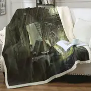 Scary Horror Asylum Scene Throw Blanket