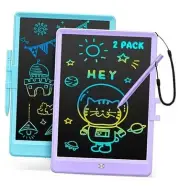 LCD Writing Tablet, 2Pack Reusable Drawing Pad for Kids, Colorful Doodle Board