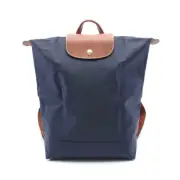 Longchamp Le Pliage Original M Backpack Bag Canvas Leather Women s Navy Brown 10