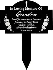 Grave Markers Memorial Stakes Grave Decorations for Cemetery Waterproof Metal Cemetery Plaque Stake Sympathy Garden Stake Memorial Plaques for Outdoor/Yard (Grandma) -13 x 9.8 inches