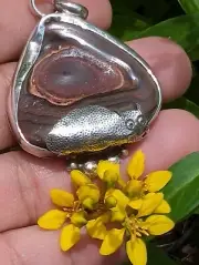 Little Wombat And Australian Boulder Opal Sterling Silver Handmade Pendant .A32d