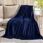 Fleece Plush Throw Blanket Navy Blue(50 by 60 Inches),Super Soft Fuzzy Cozy Flan