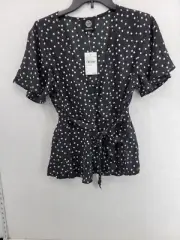 Bobeau Women's Top Blouse Medium Black Rayon