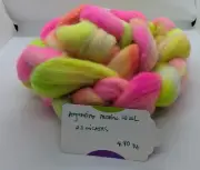 Hand Dyed Wool Roving Argentina Merino Wool Pinks Greens Yellows Oranges 4.90 Oz
