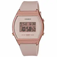 在飛比找momo購物網優惠-【CASIO 卡西歐】簡約電力數位樹脂腕錶/裸粉x古銅框(L