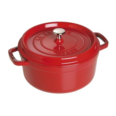 STAUB Cast Iron Dutch Oven 4-qt Round Cocotte, Made in France, Serves 3-4, Ch...