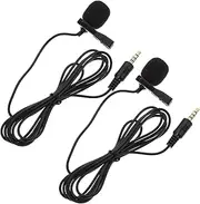 HONITANO Wireless Lapel Microphone 2 Pack Cellphone Clip-on Mics Portable Laptop Mic for Recording Interviews Podcasts and