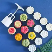 6 Pack Moon Cake Mold Mould Mid-Autumn Flower Round Square Pattern DIY Tool