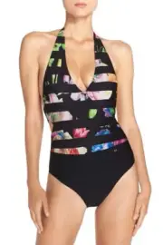Ted Baker Bathing Suit One Piece Halter Top Swimsuit Size 2