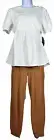 Women's Pearl White Open Back Top & Pants 2 Piece Casual Outfit Set Size M 8-10